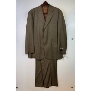 Vinci Super 150's Mens 2 Piece Suit 46L 40W/32L  Zegna Beige Window Pane Italian